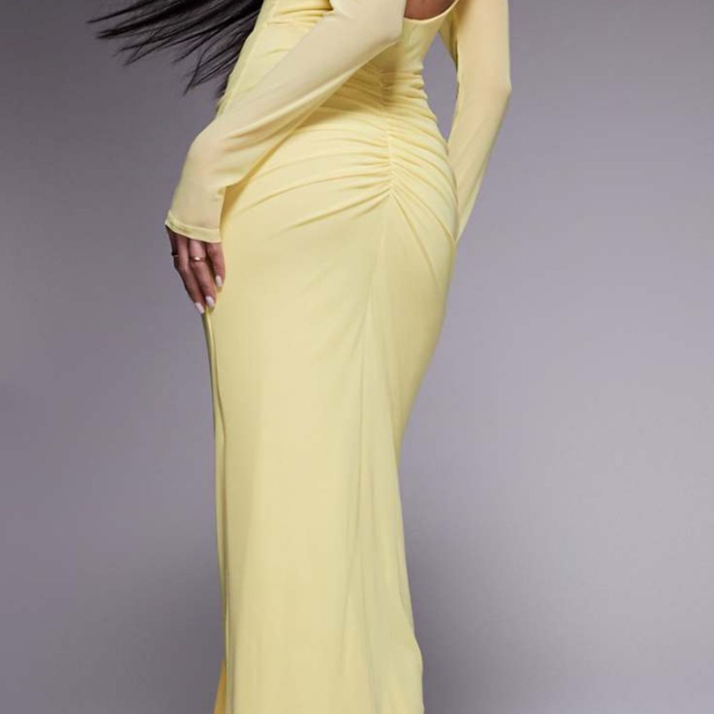 Elegant Yellow Long Sleeve Dress
